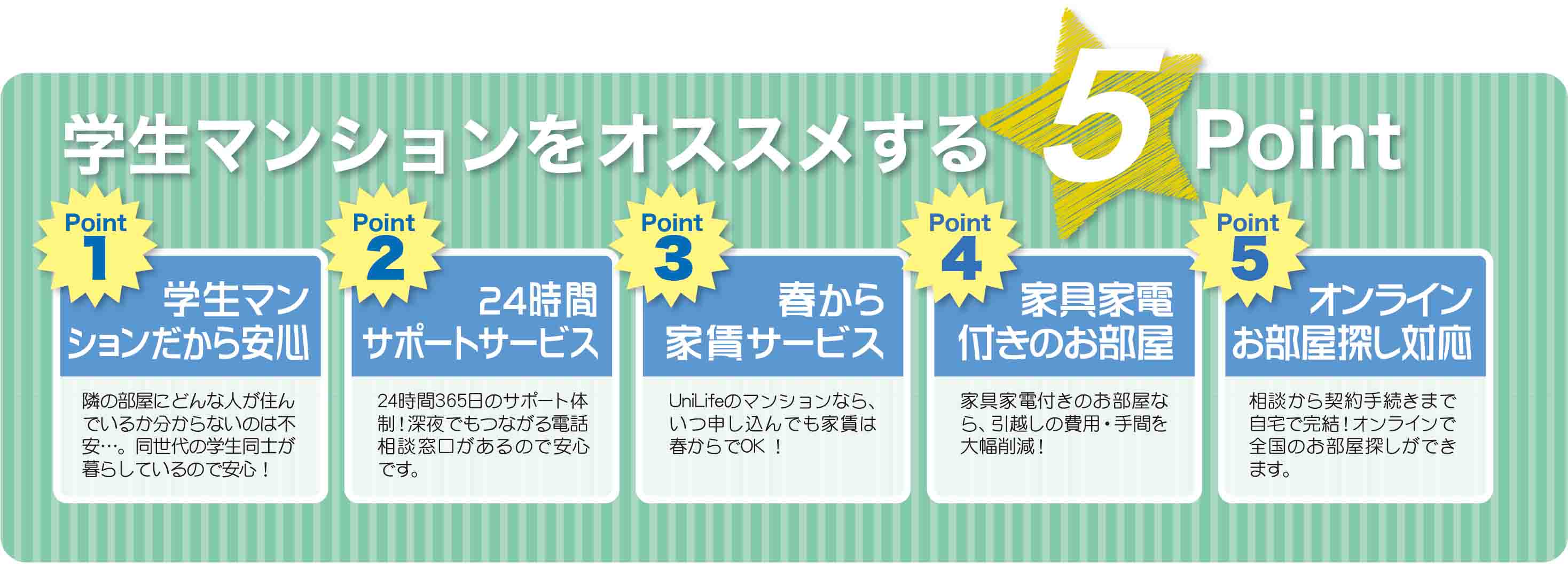 学生マンション5つのおすすめポイント